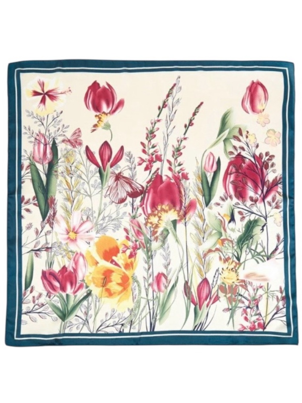 Venetian Garden Teal Square Scarf (NWT)